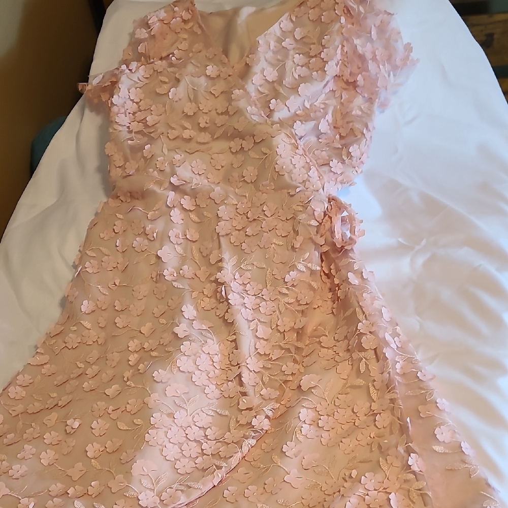 Pink Floral Wrap Dress
